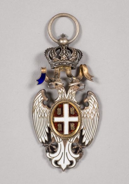 null Superb badge of the order of the White Eagle of Serbia in silver and enamel....