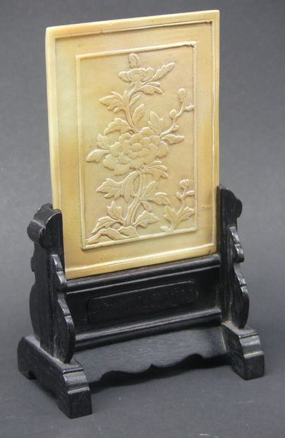null Small rectangular screen of scholar, statite plate carved with a decoration...
