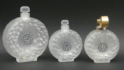 null LALIQUE FRANCE.

Set of cut crystal bottles, Dahlia model, including two bottles,...