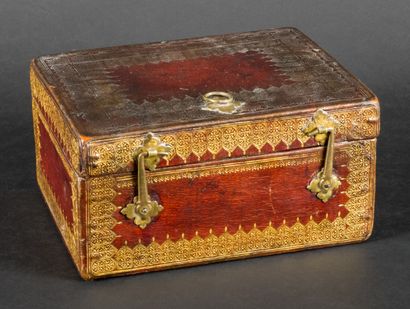 Leather case with embossed morocco and gilded...
