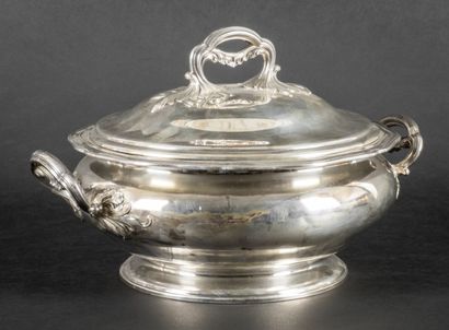 null Silver vegetable dish, on pedestal, rocaille style decoration

Mercury mark...