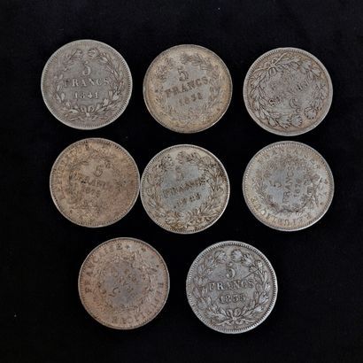 null Lot of 8 silver coins Louis Philippe and Hercules 

Weight: 198.5 g