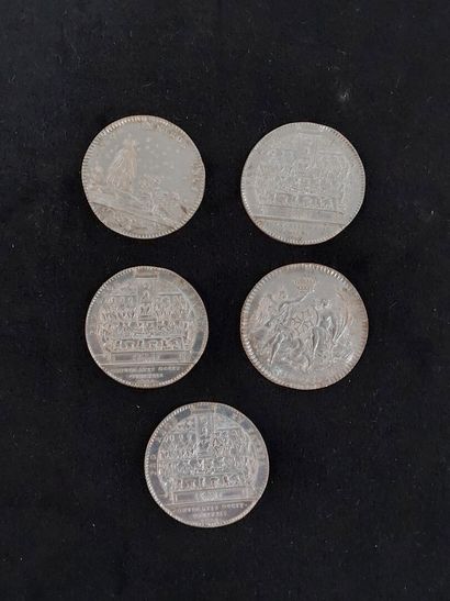 null Lot of five silver tokens :Languedoc including three of the assembly of the...