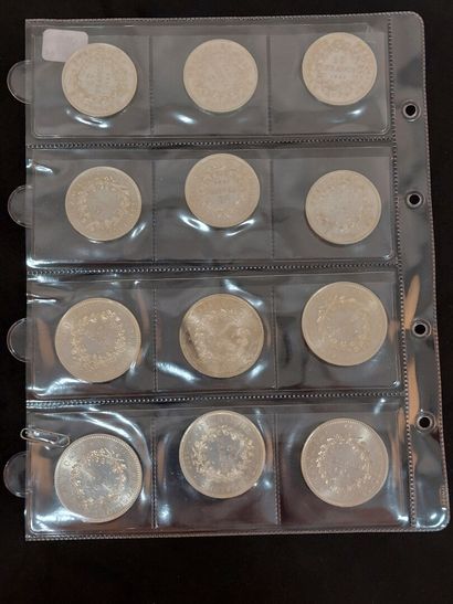 null A batch of 10 Fr and 50 Fr silver coins