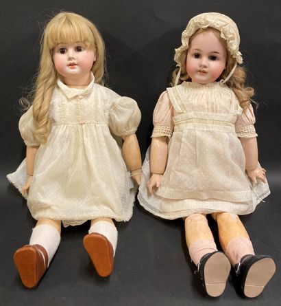 null Lot de deux poupées anciennes de fabrication allemande en état d'usage avec...