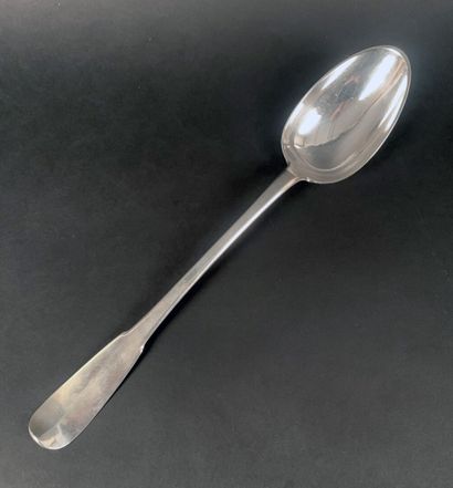 Stew spoon in silver 

Punches XVIIIth 

Weight...