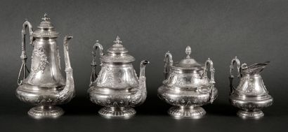 Silver tea-coffee service, decorated with...