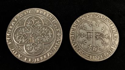 null Set of two silver medals "the Salvation of Henry VI" and "Golden Angel of Philip...