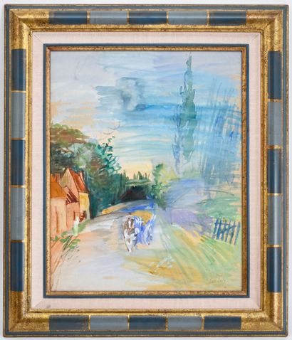 null Jean DUFY (1888-1964) 
Road to Rives
Watercolor signed lower right
55 x 44 cm

Reproduced...
