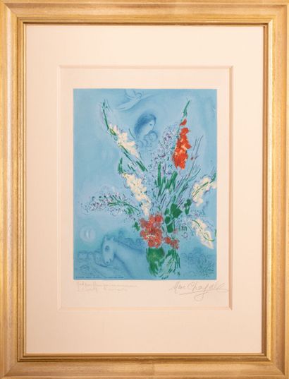 null Marc CHAGALL (1887-1985)
The gladioli, 1965 
Lithograph engraved by SORLIER,...