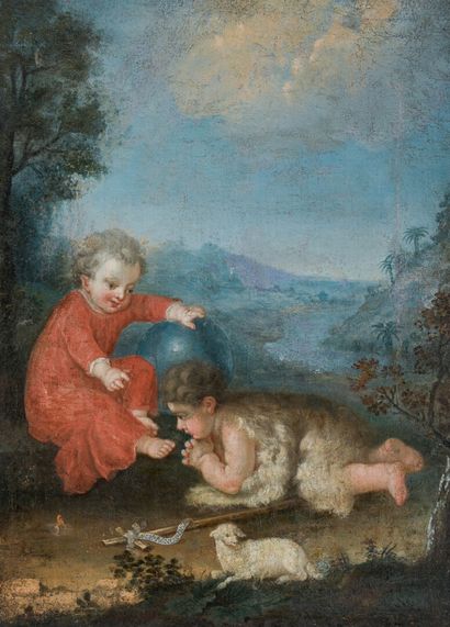 null french school 18th century
Jesus and Saint John the Baptist
Oil on canvas
55...