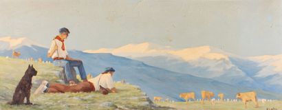 null Hippolyte Marius GALY (1847-1929) 
Basque shepherds
Oil on cardboard signed...