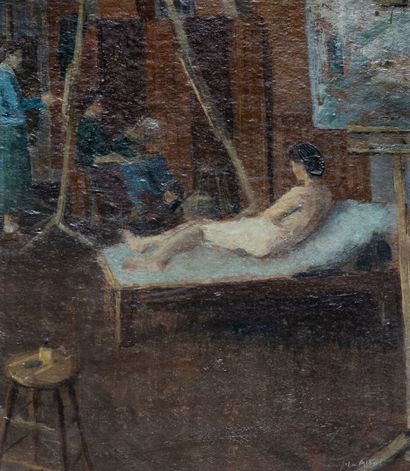 null John ALFORD (1929-1960)
The Artist's Studio
Oil on panel signed lower right...
