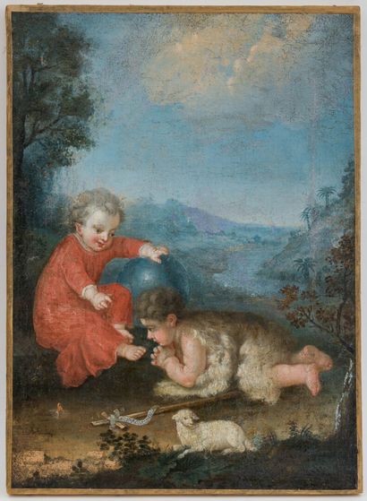 null french school 18th century
Jesus and Saint John the Baptist
Oil on canvas
55...