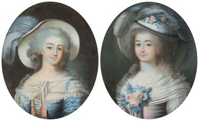 null FRENCH SCHOOL late 18th - early 19th century
Portraits of young girls
Pair of...