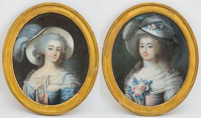 null FRENCH SCHOOL late 18th - early 19th century
Portraits of young girls
Pair of...