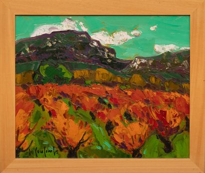 null Georges COULOMB (1947-2022)
Red vines in Pic Saint-Loup
Acrylic on canvas signed...