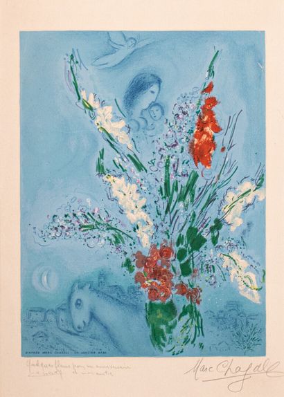 null Marc CHAGALL (1887-1985)
Les glaïeuls, 1965 
Lithographie gravée par SORLIER,...