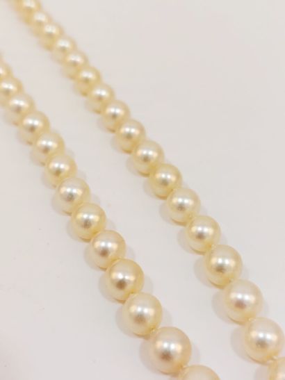 null Sautoir en perles de culture en choker diam 7.5 mm environ, fermoir or

L: 80...