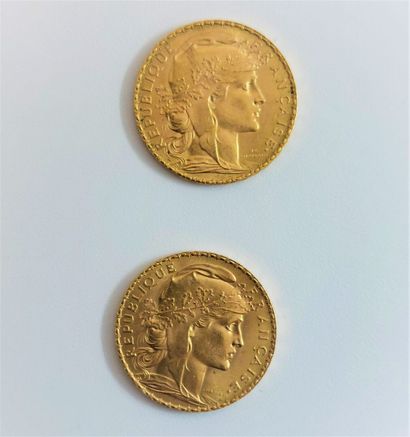 null Deux pièces de 20 Francs or Marianne 1909 

Rayures d'usage