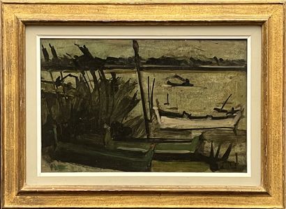 null Germain BONEL (1913-2002)

The pond

Oil on plywood panel signed lower right

27...