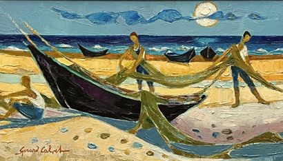 null Gérard CALVET (1926-2017)

Pointu and fishermen with a net

Oil on canvas signed...