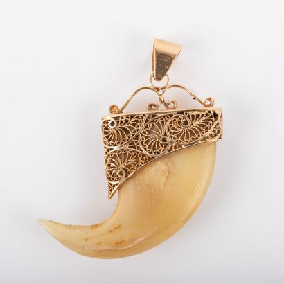 null Pendant "claw," 14 K gold setting 
Gross weight: 14 g - H: 6 cm 
