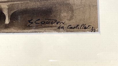null Gabriel COUDERC (1905-1994)
Le Castillet à Perpignan
Lavis sur papier, signé...
