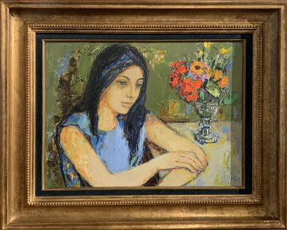 null Guily JOFFRIN (1909-2006)
Lisa with a bouquet
Oil on canvas signed lower right...