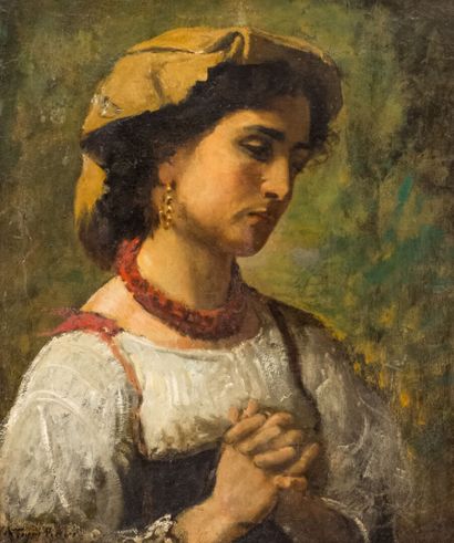 null Alfred FEYEN PERRIN (1838-1918)
Italian woman in meditation
Oil on canvas signed...