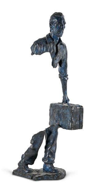 Bruno CATALANO (1960) Le voyageur - Sculpture en bronze patiné bleu, Bruno CATALANO...