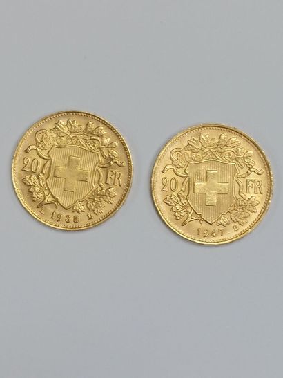 null 2 Pièces de 20 Fr Suisse en or - 1935-1947