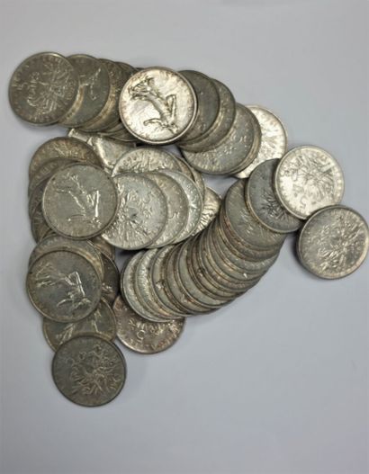 null Lot de pièces de 5fr en argent 
Poids: 599.5 g 