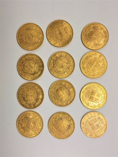 null 12 Pièces de 20 lires en or - 10 x 1882 - 1863 et 1865