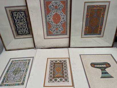 Nine lithographed plates in colors 
Ornaments...