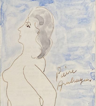 null Pierre AMBROGIANI (1907-1985)
Female nude 
Watercolor signed on the right
23,5...