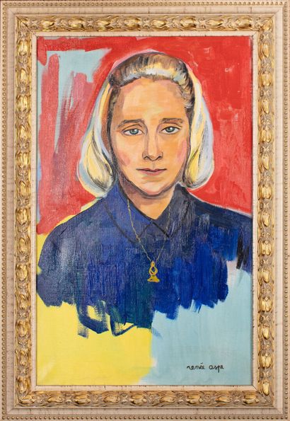 null Renée ASPE (1929-1969) 
Portrait of a young woman
Oil on canvas with an apocryphal...