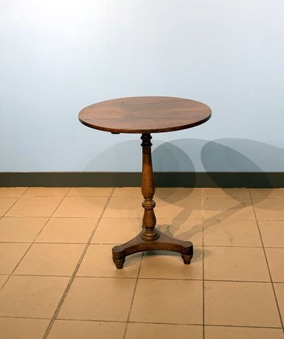 Walnut tripod pedestal table with tilting...