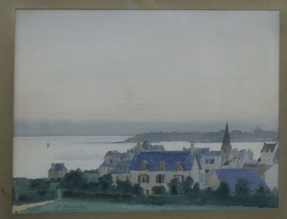 null Charles BRUNEAU (?-1891)
Seaside in Brittany
Watercolor signed 
View : 29 x...
