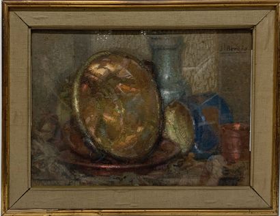 null Joseph Paul Louis BERGES (1878 - 1956)
Still life with a cauldron and jugs
Gouache...