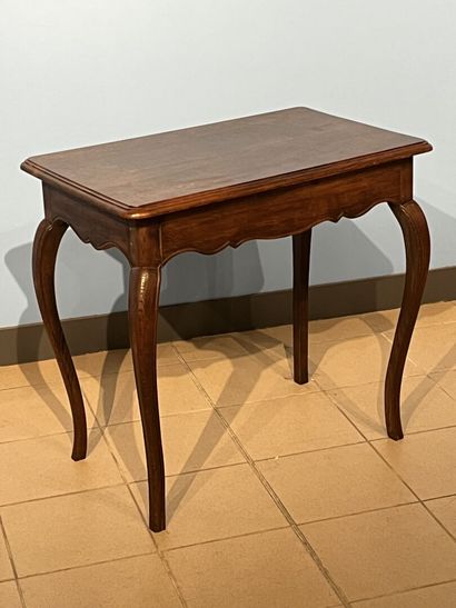Table desk in stained wood, opening to a...