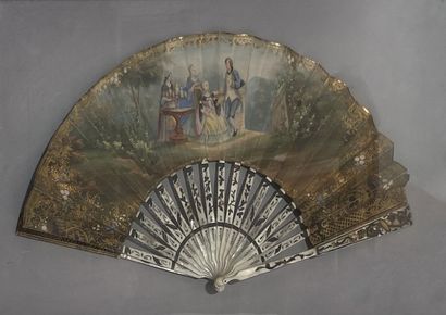 Fan decorated with a galant scene from the...
