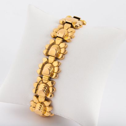 Articulated bracelet fancy mesh, 18 K gold...