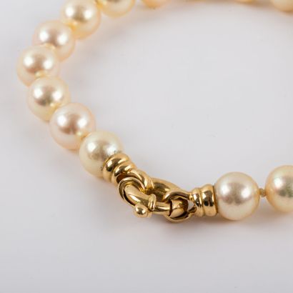 Bracelet cultured pearls, diam 8 mm, gold...