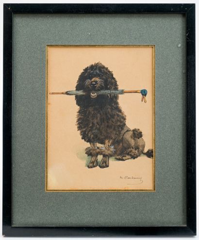 null Charles Fernand de CONDAMY (1855-1913)
Poodle with a parasol
Watercolor signed...