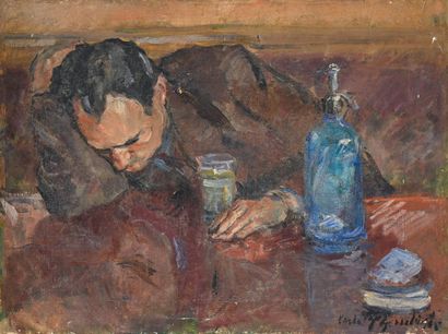 null Carlo CHERUBINI (1897-1978)
Man dozing in a bistro
Oil on canvas signed lower...
