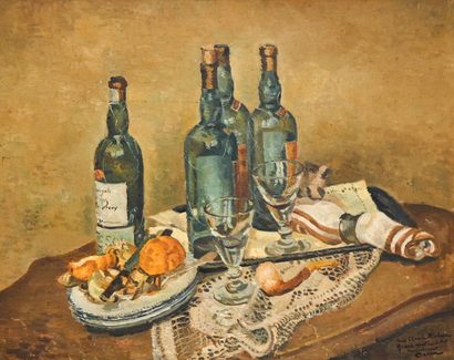 null Edmond CERIA (1884-1955)
Still life with bottles of Banyuls and Bartissol
Oil...