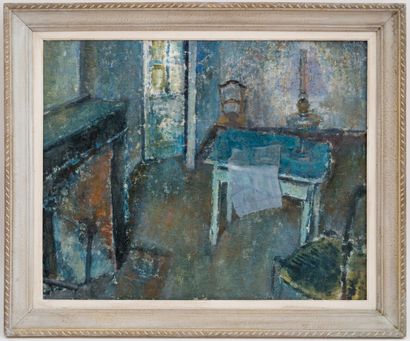 null Raoul BERGOUGNAN (1900-1982)
The interior with the oil lamp
Oil on canvas signed...