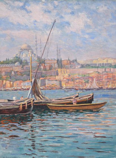 null Henri DELAVALLÉE (1862-1943)
Feluccas in the Port of Constantinople
Oil on canvas...