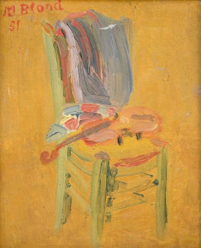 null Maurice BLOND (1899-1974)
Still life with a chair and a violin
Oil on cardboard...